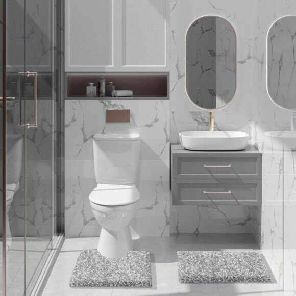 New 24x17 Bathroom Rug, Soft Plush Non-Slip Washable Mat for Shower & Sink Area - Picture 8 of 8